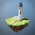 Low poly image of a lighthouse. 3d rendering