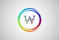 Low Poly and initial W letter logo design, Vector illustration Royalty Free Stock Photo