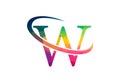 Low Poly and initial W letter logo design, Vector illustration Royalty Free Stock Photo