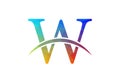 Low Poly and initial W letter logo design, Vector illustration Royalty Free Stock Photo