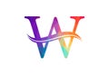 Low Poly and initial W letter logo design, Vector illustration Royalty Free Stock Photo