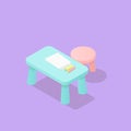 Low poly isometric children table and chair