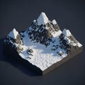 Low Poly Isometric 3D Model of Snow- Capped Mountains mountain range snow-capped Royalty Free Stock Photo