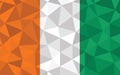 Low poly Ivorian flag vector illustration. Triangular Cote d\'Ivorie flag graphic. Ivorian country flag is a symbol of independenc