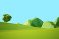 Low poly landscaped with lawn and trees