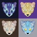 Low poly lined ocelots set Royalty Free Stock Photo