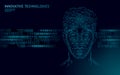 Low poly male human face biometric identification. AI artificial intelligence assistant system concept. Personal online