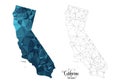 Low Poly Map of California State USA. Polygonal Shape Vector Illustration