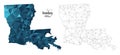 Low Poly Map of Louisiana State USA. Polygonal Shape Vector Illustration