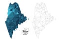 Low Poly Map of Maine State USA. Polygonal Shape Vector Illustration