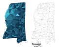 Low Poly Map of Mississippi State USA. Polygonal Shape Vector Illustration Royalty Free Stock Photo