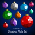 Low poly marry christmas balls set Royalty Free Stock Photo