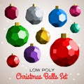 Low poly marry christmas balls set Royalty Free Stock Photo