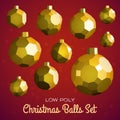 Low poly marry christmas balls set Royalty Free Stock Photo