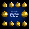 Low poly marry christmas balls set Royalty Free Stock Photo