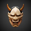 Low poly mask Noh theater Hannya Side light