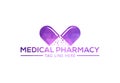 Low Poly and Medical pharmacy logo design, Vector illustration Royalty Free Stock Photo