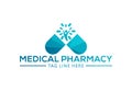 Low Poly and Medical pharmacy logo design, Vector illustration Royalty Free Stock Photo