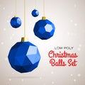 Low poly merry christmas balls vector illustration