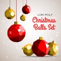 Low poly merry christmas balls vector illustration Royalty Free Stock Photo