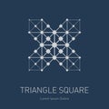 The low-poly mesh. Modern stylish logo. Design element with squares, triangles and rhombus. Vector logotype template. Grid