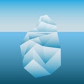 Low poly minimalistic tip of the iceberg concept, vector illustration