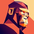 Low poly monkey head in low poly style. Modern minimalistic design. AI Generated
