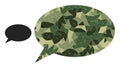 Low-Poly Mosaic Chat Cloud Icon in Camouflage Army Colors