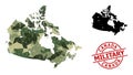 Low-Poly Mosaic Map of Canada and Distress Military Seal