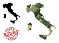 Low-Poly Mosaic Map of Italy and Distress Military Badge