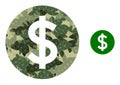 Low-Poly Mosaic Price Icon in Camouflage Army Colors