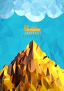 Low poly mountain with blue sky BG