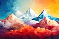 a low poly mountain range