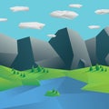 Low poly mountains landscape. Geometric polygonal