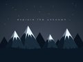 Low poly mountains night landscape vector