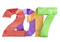 Low poly 2017 New year digits on white background