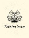 Low poly Night fury design.Poligonal vector dragon.