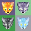 Low poly ocelots set Royalty Free Stock Photo