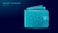 Low poly Online technology wallet. Future e-commerce digital international finance banking exchange blockchain. Payment