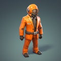 Low Poly Orange Astronaut Suit For Oculus Rift - 3d Render
