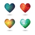 Polygonal futuristic broken heart collection isolated icons