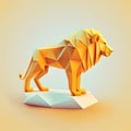 Low poly origami lion. Origami style. Vector illustration.
