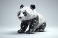 Low poly origami panda isolated on white background. 3d rendering generative ai