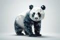 Low poly origami panda isolated on white background. 3d rendering generative ai