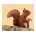 Low poly illustration of origami squirrel