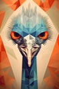 Low poly ostrich head on polygonal background. Vector illustration Royalty Free Stock Photo