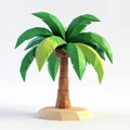 Low Poly Palm Tree on Sand Island with White Background Illustration Royalty Free Stock Photo