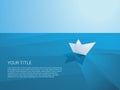 Low poly paper boat sailing away on polygonal sea Royalty Free Stock Photo