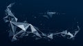 Low poly particles abstract vector background, polygonal fractal design, 3D dimensional element with connected lines, mesh object Royalty Free Stock Photo