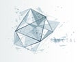 Low poly particles abstract vector background, polygonal fractal design, 3D dimensional element with connected lines, mesh object Royalty Free Stock Photo